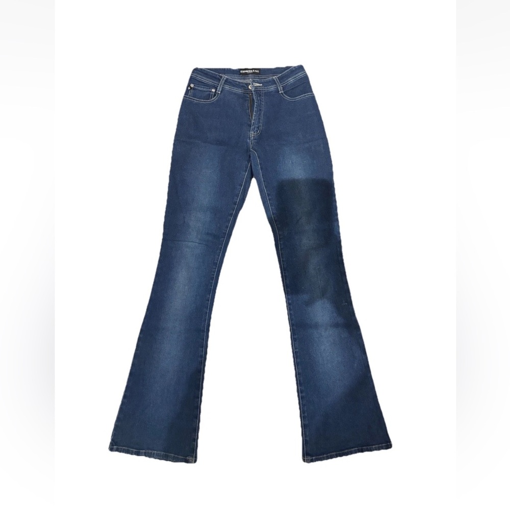 Express Women's Dark Blue Flare Jeans